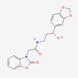 molecular formula C19H18N2O6 B2749455 N-(3-(苯并[d][1,3]二噁杂环-5-基)-3-羟基丙基)-2-(2-氧代苯并[d]噁唑-3(2H)-基)乙酰胺 CAS No. 1421508-46-4