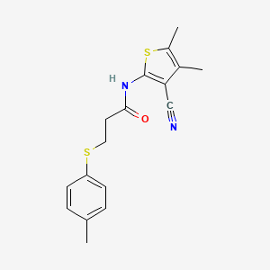 molecular formula C17H18N2OS2 B2749458 N-(3-氰-4,5-二甲基噻吩-2-基)-3-(对甲苯硫基)丙酰胺 CAS No. 896306-44-8