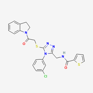 molecular formula C24H20ClN5O2S2 B2749465 N-((4-(3-氯苯基)-5-((2-(吲哚啉-1-基)-2-氧乙基)硫)-4H-1,2,4-三唑-3-基)甲基)噻吩-2-甲酰胺 CAS No. 393564-52-8