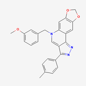 molecular formula C26H21N3O3 B2749471 8-[(3-甲氧基苯基)甲基]-5-(4-甲基苯基)-12,14-二氧杂-3,4,8-三氮杂四环[7.7.0.0^{2,6}.0^{11,15}]十六烯-1(16),2,4,6,9,11(15)-六烯 CAS No. 866348-49-4