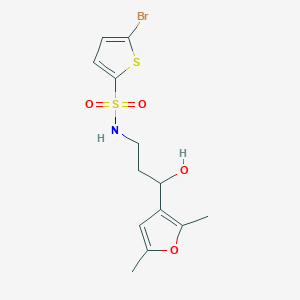 molecular formula C13H16BrNO4S2 B2749475 5-溴-N-(3-(2,5-二甲基呋喃-3-基)-3-羟基丙基)噻吩-2-磺酰胺 CAS No. 1421528-79-1