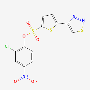 molecular formula C12H6ClN3O5S3 B2749490 2-Chloro-4-nitrophenyl 5-(1,2,3-thiadiazol-4-yl)-2-thiophenesulfonate CAS No. 338400-22-9