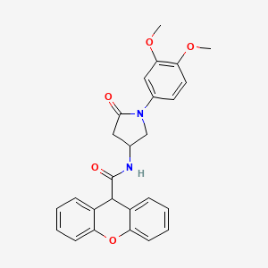 molecular formula C26H24N2O5 B2749501 N-[1-(3,4-二甲氧基苯基)-5-氧代吡咯烷-3-基]-9H-黄色素-9-羧酰胺 CAS No. 900997-75-3