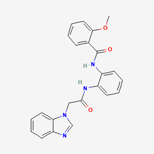 molecular formula C23H20N4O3 B2749509 N-(2-(2-(1H-benzo[d]imidazol-1-yl)acetamido)phenyl)-2-methoxybenzamide CAS No. 1207017-21-7