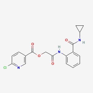 molecular formula C18H16ClN3O4 B2749514 [2-[2-(Cyclopropylcarbamoyl)anilino]-2-oxoethyl] 6-chloropyridine-3-carboxylate CAS No. 877956-59-7