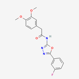 molecular formula C18H16FN3O4 B2749526 2-(3,4-二甲氧基苯基)-N-(5-(3-氟苯基)-1,3,4-噁二唑-2-基)乙酰胺 CAS No. 1171663-60-7