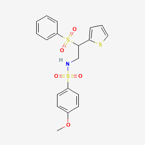 molecular formula C19H19NO5S3 B2749540 4-methoxy-N-[2-(phenylsulfonyl)-2-(2-thienyl)ethyl]benzenesulfonamide CAS No. 896341-82-5