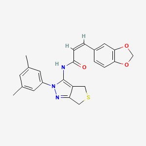 molecular formula C23H21N3O3S B2749543 (Z)-3-(benzo[d][1,3]dioxol-5-yl)-N-(2-(3,5-dimethylphenyl)-4,6-dihydro-2H-thieno[3,4-c]pyrazol-3-yl)acrylamide CAS No. 476459-39-9
