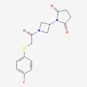 molecular formula C15H15FN2O3S B2749544 1-(1-(2-((4-Fluorophenyl)thio)acetyl)azetidin-3-yl)pyrrolidine-2,5-dione CAS No. 1903162-29-7