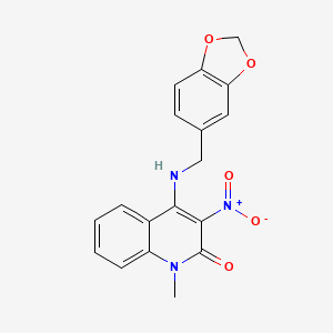 4-((benzo[d][1,3]dioxol-5-ylmethyl)amino)-1-methyl-3-nitroquinolin-2(1H)-one