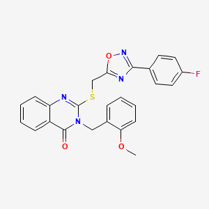 molecular formula C25H19FN4O3S B2749559 2-(((3-(4-氟苯基)-1,2,4-噁二唑-5-基)甲基)硫)-3-(2-甲氧基苯基)喹唑啉-4(3H)-酮 CAS No. 2034520-27-7