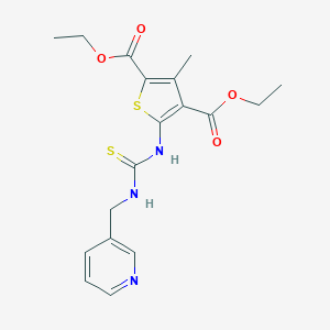 molecular formula C18H21N3O4S2 B274956 Diethyl 3-methyl-5-(pyridin-3-ylmethylcarbamothioylamino)thiophene-2,4-dicarboxylate 