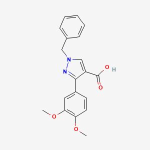 molecular formula C19H18N2O4 B2749563 1-benzyl-3-(3,4-dimethoxyphenyl)-1H-pyrazole-4-carboxylic acid CAS No. 956756-38-0