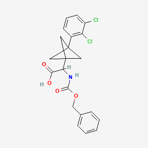 molecular formula C21H19Cl2NO4 B2749566 2-[3-(2,3-Dichlorophenyl)-1-bicyclo[1.1.1]pentanyl]-2-(phenylmethoxycarbonylamino)acetic acid CAS No. 2287267-02-9
