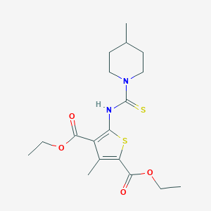 molecular formula C18H26N2O4S2 B274958 Diethyl 3-methyl-5-[(4-methylpiperidine-1-carbothioyl)amino]thiophene-2,4-dicarboxylate 