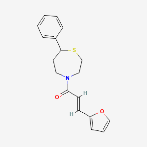 molecular formula C18H19NO2S B2749589 (E)-3-(furan-2-yl)-1-(7-phenyl-1,4-thiazepan-4-yl)prop-2-en-1-one CAS No. 1798422-13-5