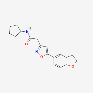 molecular formula C19H22N2O3 B2749595 N-cyclopentyl-2-(5-(2-methyl-2,3-dihydrobenzofuran-5-yl)isoxazol-3-yl)acetamide CAS No. 1211663-60-3