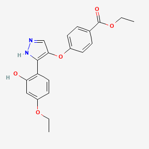molecular formula C20H20N2O5 B2749597 乙酸-4-{[3-(4-乙氧基-2-羟基苯基)-1H-吡唑-4-基]氧基}苯甲酸酯 CAS No. 1009192-14-6