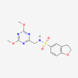 molecular formula C14H16N4O5S B2749599 N-((4,6-二甲氧基-1,3,5-三嗪-2-基)甲基)-2,3-二氢苯并呋喃-5-磺酰胺 CAS No. 2034522-58-0