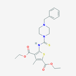 molecular formula C23H29N3O4S2 B274960 Diethyl 5-[(4-benzylpiperazine-1-carbothioyl)amino]-3-methylthiophene-2,4-dicarboxylate 