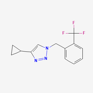 molecular formula C13H12F3N3 B2749603 4-cyclopropyl-1-{[2-(trifluoromethyl)phenyl]methyl}-1H-1,2,3-triazole CAS No. 2195879-13-9