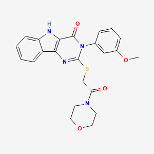 molecular formula C23H22N4O4S B2749604 3-(3-methoxyphenyl)-2-((2-morpholino-2-oxoethyl)thio)-3H-pyrimido[5,4-b]indol-4(5H)-one CAS No. 536706-27-1