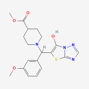 Methyl 1-((6-hydroxythiazolo[3,2-b][1,2,4]triazol-5-yl)(3-methoxyphenyl)methyl)piperidine-4-carboxylate