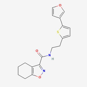 molecular formula C18H18N2O3S B2749621 N-(2-(5-(furan-3-yl)thiophen-2-yl)ethyl)-4,5,6,7-tetrahydrobenzo[d]isoxazole-3-carboxamide CAS No. 2034255-52-0