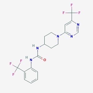 molecular formula C18H17F6N5O B2749623 1-(2-(三氟甲基)苯基)-3-(1-(6-(三氟甲基)嘧啶-4-基)哌啶-4-基)脲 CAS No. 2034405-15-5