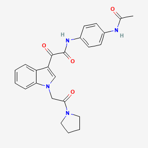 molecular formula C24H24N4O4 B2749640 N-(4-acetamidophenyl)-2-oxo-2-(1-(2-oxo-2-(pyrrolidin-1-yl)ethyl)-1H-indol-3-yl)acetamide CAS No. 893992-86-4