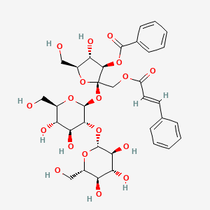 [(2R,3R,4S,5S)-2-[(2S,3R,4S,5S,6R)-4,5-Dihydroxy-6-(hydroxymethyl)-3-[(2R,3S,4R,5R,6S)-3,4,5-trihydroxy-6-(hydroxymethyl)oxan-2-yl]oxyoxan-2-yl]oxy-4-hydroxy-5-(hydroxymethyl)-2-[[(E)-3-phenylprop-2-enoyl]oxymethyl]oxolan-3-yl] benzoate