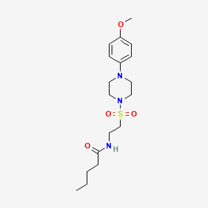 molecular formula C18H29N3O4S B2749661 N-(2-((4-(4-甲氧基苯基)哌嗪-1-基)磺酰基)乙基)戊酰胺 CAS No. 897619-06-6