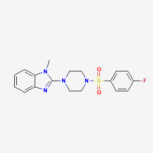 molecular formula C18H19FN4O2S B2749666 2-[4-(4-Fluorophenyl)sulfonylpiperazin-1-yl]-1-methylbenzimidazole CAS No. 604741-58-4