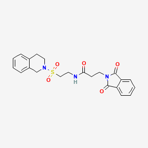 molecular formula C22H23N3O5S B2749668 N-(2-((3,4-二氢异喹啉-2(1H)-基)磺酰基)乙基)-3-(1,3-二氧异吲哚-2-基)丙酰胺 CAS No. 922088-01-5