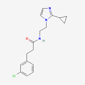 molecular formula C17H20ClN3O B2749675 3-(3-chlorophenyl)-N-(2-(2-cyclopropyl-1H-imidazol-1-yl)ethyl)propanamide CAS No. 2034502-10-6