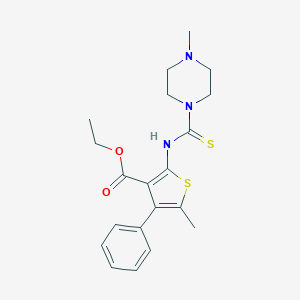 molecular formula C20H25N3O2S2 B274968 Ethyl 5-methyl-2-[(4-methylpiperazine-1-carbothioyl)amino]-4-phenylthiophene-3-carboxylate 