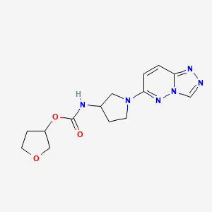 molecular formula C14H18N6O3 B2749683 氧杂四氢呋喃-3-基(1-([1,2,4]三唑并[4,3-b]吡啶-6-基)吡咯啉-3-基)甲酸酯 CAS No. 2034311-14-1