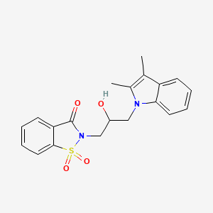 molecular formula C20H20N2O4S B2749699 2-(3-(2,3-二甲基-1H-吲哚-1-基)-2-羟基丙基)苯并异噻唑-3(2H)-酮 1,1-二氧化物 CAS No. 315247-88-2