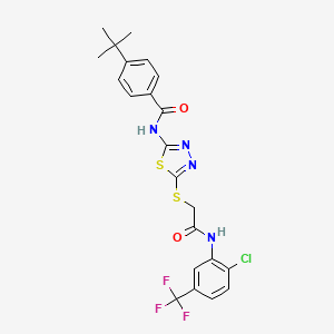molecular formula C22H20ClF3N4O2S2 B2749703 4-tert-butyl-N-[5-[2-[2-chloro-5-(trifluoromethyl)anilino]-2-oxoethyl]sulfanyl-1,3,4-thiadiazol-2-yl]benzamide CAS No. 392299-15-9