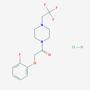 molecular formula C14H17ClF4N2O2 B2749704 2-(2-氟苯氧基)-1-(4-(2,2,2-三氟乙基)哌嗪-1-基)乙酮盐酸盐 CAS No. 1396806-86-2