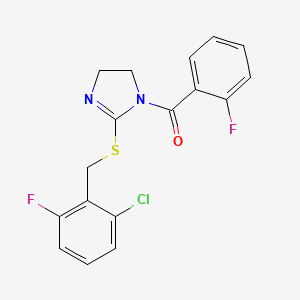 (2-((2-chloro-6-fluorobenzyl)thio)-4,5-dihydro-1H-imidazol-1-yl)(2-fluorophenyl)methanone