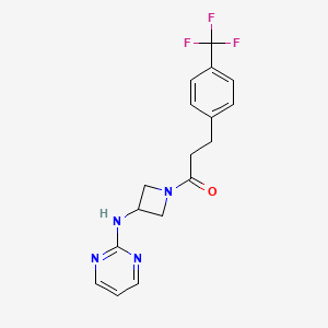 molecular formula C17H17F3N4O B2749722 1-(3-(Pyrimidin-2-ylamino)azetidin-1-yl)-3-(4-(trifluoromethyl)phenyl)propan-1-one CAS No. 2034420-52-3