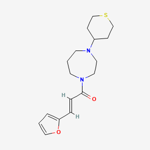 molecular formula C17H24N2O2S B2749733 (E)-3-(furan-2-yl)-1-(4-(tetrahydro-2H-thiopyran-4-yl)-1,4-diazepan-1-yl)prop-2-en-1-one CAS No. 2035036-73-6