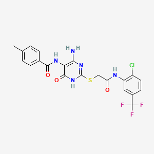 N-(4-amino-2-((2-((2-chloro-5-(trifluoromethyl)phenyl)amino)-2-oxoethyl)thio)-6-oxo-1,6-dihydropyrimidin-5-yl)-4-methylbenzamide