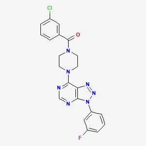 molecular formula C21H17ClFN7O B2749743 (3-chlorophenyl)(4-(3-(3-fluorophenyl)-3H-[1,2,3]triazolo[4,5-d]pyrimidin-7-yl)piperazin-1-yl)methanone CAS No. 923513-73-9