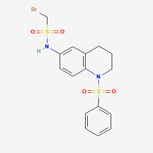molecular formula C16H17BrN2O4S2 B2749746 1-bromo-N-(1-(phenylsulfonyl)-1,2,3,4-tetrahydroquinolin-6-yl)methanesulfonamide CAS No. 946345-99-9