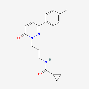 molecular formula C18H21N3O2 B2749753 N-(3-(6-oxo-3-(p-tolyl)pyridazin-1(6H)-yl)propyl)cyclopropanecarboxamide CAS No. 1021090-86-7