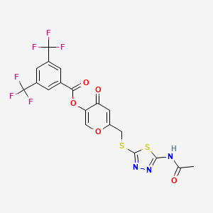 molecular formula C19H11F6N3O5S2 B2749762 6-(((5-乙酰氨基-1,3,4-噻二唑-2-基)硫)甲基)-4-氧代-4H-吡喃-3-基 3,5-双(三氟甲基)苯甲酸酯 CAS No. 896016-73-2