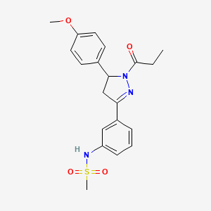 molecular formula C20H23N3O4S B2749767 N-(3-(5-(4-methoxyphenyl)-1-propionyl-4,5-dihydro-1H-pyrazol-3-yl)phenyl)methanesulfonamide CAS No. 851718-76-8
