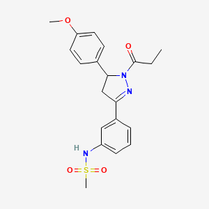 molecular formula C20H23N3O4S B2749767 N-(3-(5-(4-甲氧基苯基)-1-丙酰基-4,5-二氢-1H-吡唑-3-基)苯基)甲磺酰胺 CAS No. 851718-76-8